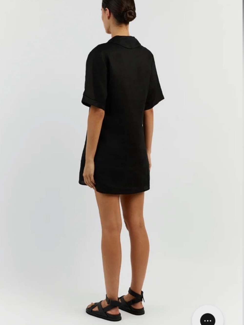 DISSH Candice Black Linen Polo Collared Mini Dress Size 4 - Picture 3 of 8